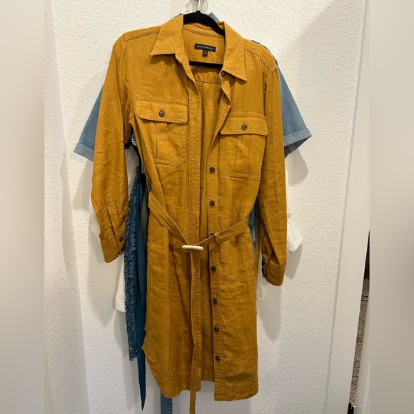 Banana republic camel linen dress #linen #longsleeve - Picture 3 of 3